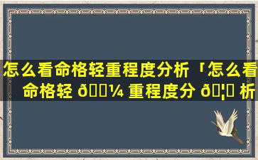 怎么看命格轻重程度分析「怎么看命格轻 🌼 重程度分 🦉 析图片」